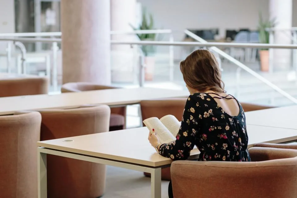 A senior student working in the research commons